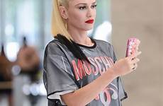 gwen stefani siriusxm moschino lambert feud spiked fishnet louboutin arrives shoespost