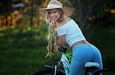 jeans women wallpaper bike victoria woman riding blonde sean archer bicycle ass cycling outdoor blue long braids pichkurova wearing model