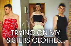 sisters clothes trying