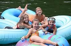 camp summer swim girls lake tube campers illahee inner tubes lounging four blue campillahee