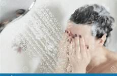 woman washing smiling shoulder shower happy preview