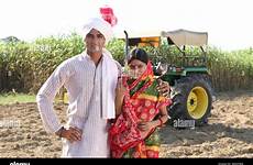 farmer wife standing indian alamy stock portrait his