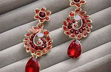 red necklace rhinestone alloy earrings bridal wedding elegant phoenix set crystal jewellery tao wholesale buy