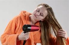 drying hairdryer blow silky bathrobe