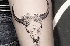 taurus tattoo tattoos skull bull flowers zodiac designs cow horoscope small animal flower women longhorn western feminine symbol cowgirl choose