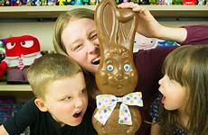 chocolate bunny easter eating eat giant biggest kids playtime