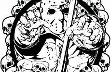 jason voorhees mask tattoo horror coloring pages outline drawing outlines color drawings tattoos friday movie freddy printable flash sketches getcolorings
