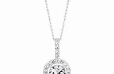 silver zirconia cubic sterling necklace halo pendant simply necklaces