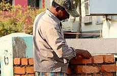work mason worker brick masons india working wall cement laid laying stock old measuring he which just has