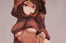 uraraka hero ochako cutesexyrobutts ochaco underboob boku respond tbib