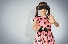 little forbidden girls blindfold child stock similar
