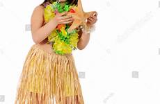 preteen girl shutterstock hawaiian leis grass happy isolated starfish holding shirt large stock
