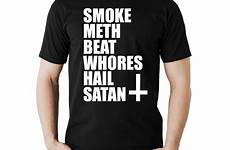 meth shirt smoke satan bitch hail whores beat crystal men khalifa drugs sleeve cotton short print popular