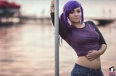 suicide girls purple hair vayda wallpaper women piercing girl pornstar outdoors tattoo blue body abdomen leg shoot photograph costume human