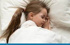 girl little asleep cute lying bed sleeping comfortable calm baby pillow dreamstime preview