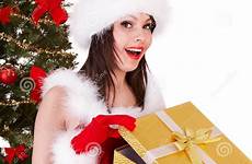 santa hat gift box gold christmas girl preview