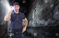 security guard night torch alley composite digital stock