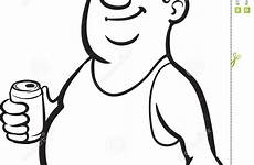 fat cartoon drawing man person beer whiteboard retired clipart coloring line drawings vector getdrawings