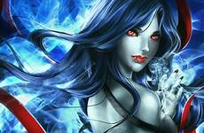 vampire girl wallpaper fantasy hair blue anime blood wallpapers dark vampires girls woman eyes background red size desktop click wall