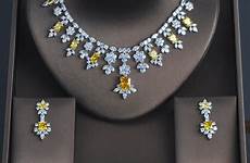 jewelry aliexpress hibride necklace fashion zirconia pcs cubic bridal sets luxury yellow party wedding women