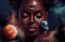 painting girl magic cartoon aesthetic woman third eye artwork illustration female god instagram girls afro tarot card drawings