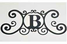 letter wall plaque initial scrolled monogram personalized decoration iron metal decor name family