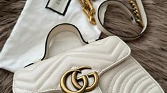 Gucci Marmont mini top handle bag in Ivory white HKD$9,200 Like new condition #guccimarmontminitophandle #guccimarmont #guccibag #preloved #prelovedgucci #prelovedguccibag #fashionistaway #fashionistawayhk #fw #fwhk #luxury #luxurylifestyle #luxurydesignerbag #prelovedbranded #prelovedhk #prelovedph #prelovedus | Fashionistaway