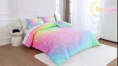 Btargot 6 Piece Tie Dye Constellation Comforter Set Bed in A Bag, Galaxy Rainbow Stars Pattern Bedding Set for Boys Girls Teen, Full Multi
