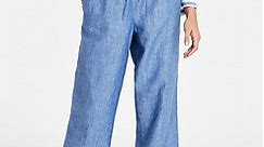 Charter Club Women's 100% Linen Drawstring Pants, Created for Macy's - Macy's
