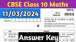 CBSE Class 10 Maths Answer Key Set 2 30/5/2