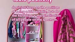 some things to know before celebrating autism month! 🌈 🌈 The title “autism awareness month” is a point of critique - we need more than awareness, we need inclusion, advocacy, and disability justice. 🌈 We don’t use puzzle pieces or blue due to associations with being a “missing piece” and the hateful org, autism speaks, who wants to “cure” autism! 🌈 Avoid toxic positivity - you shouldn’t just focus on the positives of being a LSN autistic (ex: superpowers), but also the hardships and marginal