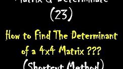 Matrices and Determinate 23: How to Find The Determinant of a (4 x 4) Matrix ? (Shortcut Method)