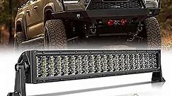 20" LED Light Bar with Wiring Harness 320W Spot Flood Combo Off Road Driving Light Quad Row Bumper Grille LED Light Bar Kit for Truck Pickup UTV ATV SUV Jeep Chevy RZR