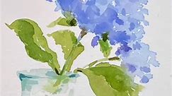 Let’s paint Hydrangea in watercolor #flowers #watercolorpainting #hydrangeablue | LINDAartdiary