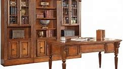 Parker House Huntington 4pc Library Wall with Writing Desk in Pecan (GIMS)