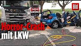 Frontal-Crash mit LKW: Vater, Mutter und Kind (10) sterben