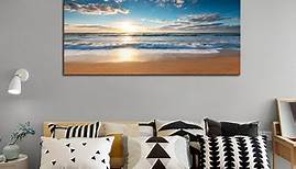 Large Beach Wall Art Canvas Sunrise Ocean Painting Seascape