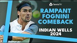 Fabio Fognini Wins SIX Games In A Row From A Set And A Break Down | Indian Wells 2024