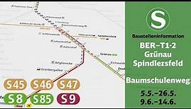 S-Bahn Berlin Baustelleninfo | BER-T1-2/Grünau/Spindlersfeld–Baumschulenweg (S45/S46/S47/S8/S85/S9)