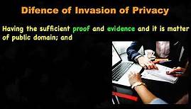 Concept of Invasion of Privacy (Tort Law)