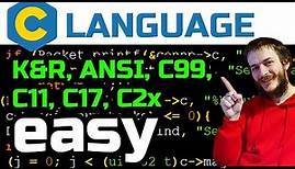 8) C language GUIDE: standards (K&R, ANSI, C99, C11, C17, C2x)
