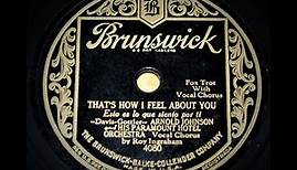 Arnold Johnson and His Paramount Hotel Orch - That's How I Feel About You (1928)