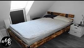 DIY Massivholz-Balken Bett selber bauen 140cm x 200cm
