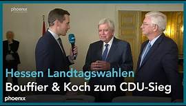 Volker Bouffier und Roland Koch (beide CDU) im Interview zum CDU-Sieg in Hessen