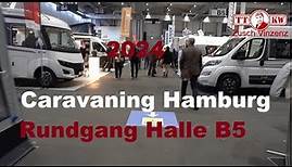 Rundgang durch die Caravaning Messe Hamburg 2024 Halle B5! Wohnmobile, Tiny Häuser, Wohnwägen, Vans
