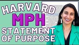 Reading Harvard Statement of Purpose MPH Admitted Student