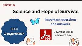 Science and Hope of Survival questions and answers | Notes of Science and Hope of Survival for SSLC