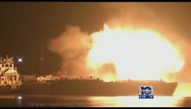 Barge explosion video shows fireball