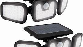 Panta TrioSolar - Doppelpack - LED-Solar Aussenleuchte mit Sensor- energiesparende Solarlampe mit starkem Akku - 74 LEDs & 600 Lumen Leuchtkraft - mit Bewegungsmelder, Abschaltfunktion & Tageslicht