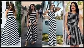 Zebra Print Dress Collection / Striped Dress Designs / Black and White Lining Dress